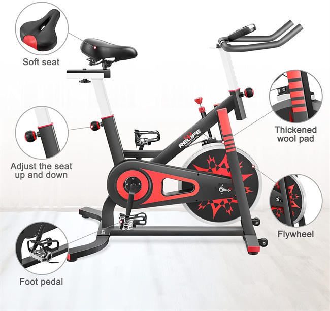 Exercise Bike Indoor Cycling Bike Stationary Bicycle with Resistance Workout Home Gym Cardio Fitness Machine Upright Bike