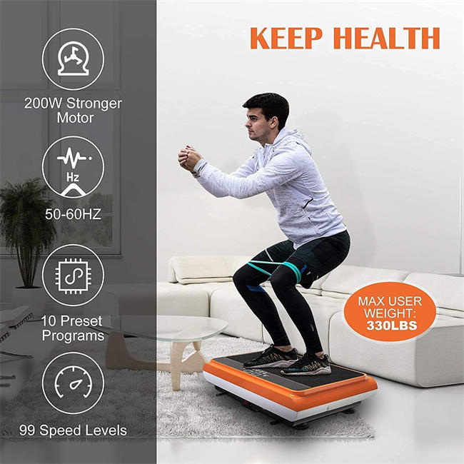 Exercise Machine, Body Vibration Platform with Bluetooth Speaker for Home Fitness Training, Vibration Machine Equipment with Loop Bands