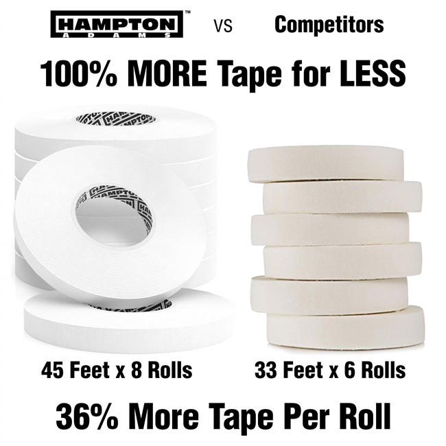 (8 Pack) White Finger Tape - Athletic Tape | 0.3” x 45 Feet - for Rock Climbing, BJJ Jiu Jitsu, Grappling, MMA, Crossfit and Martial Arts by Hampton Adams