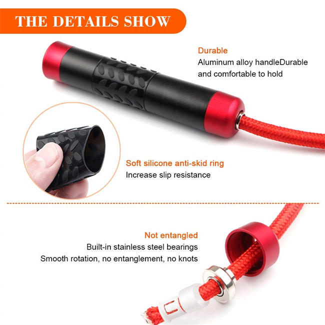 Redify Weighted Jump Rope for Workout Fitness(1LB), Tangle-Free Ball Bearing Rapid Speed Skipping Rope for MMA Boxing Weight-loss,Aluminum Handle Adjustable Length 9MM Fabric Cotton+9MM Solid PVC Rope